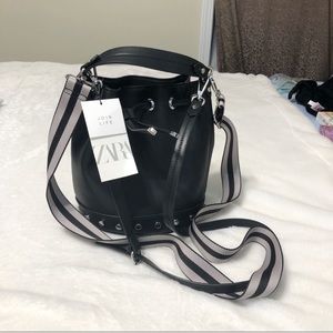 Zara Black Bucket Crossbody Bag Purse